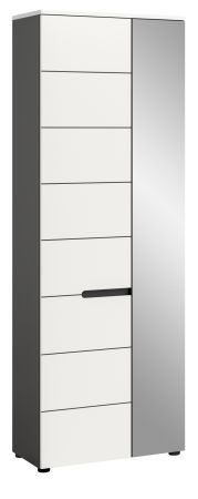 Garderobenschrank Cooper in Wei� und Grau 65 x 190 cm mit variabler Inneneinteilung, Soft-Close