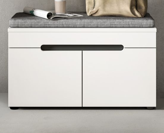 Garderobe Sitzbank Cooper in Wei� und Grau Garderobenbank 80 cm, Soft-Close