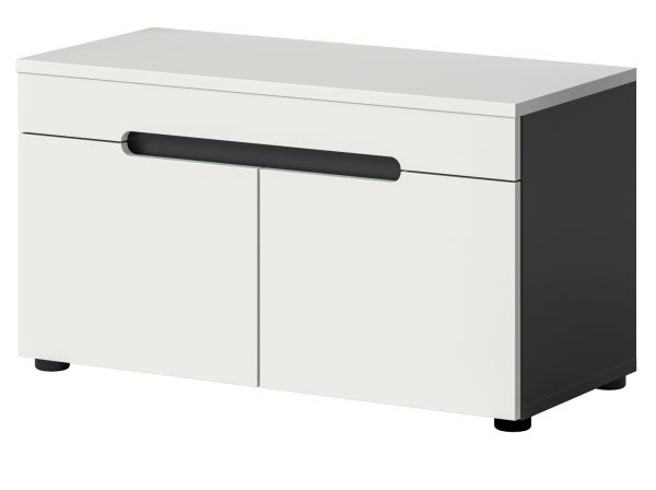 Garderobe Sitzbank Cooper in Wei� und Grau Garderobenbank 80 cm, Soft-Close