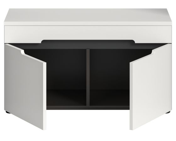 Garderobe Sitzbank Cooper in Wei� und Grau Garderobenbank 80 cm, Soft-Close