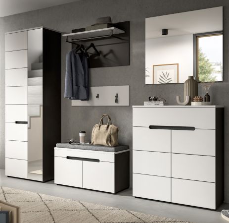 Garderobe Set 6-teilig Cooper Wei� und Basalt Grau 255 x 190 cm, Soft-Close