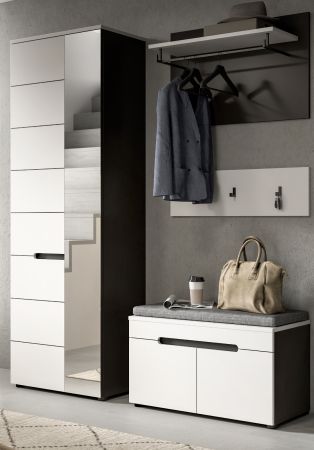 Garderobe Set 4-teilig Cooper in Wei� und Basalt Grau 160 cm, Soft-Close