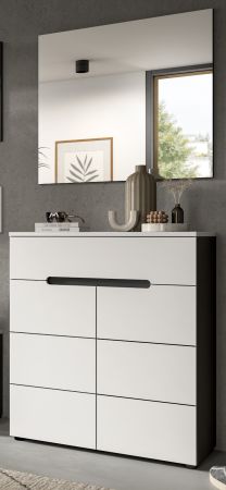 Garderobe Set 2-teilig Cooper in wei� und grau Schuhkommode und Spiegel, Soft-Close