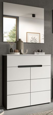 Garderobe Set 2-teilig Cooper in wei� und grau Schuhkommode und Spiegel, Soft-Close
