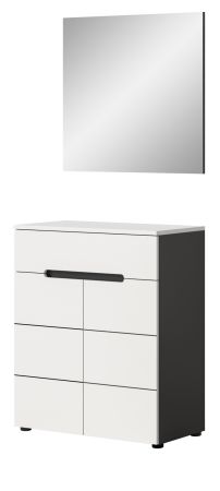 Garderobe Set 2-teilig Cooper in wei� und grau Schuhkommode und Spiegel, Soft-Close