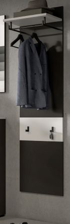 Garderobenpaneel Cooper in Basalt Grau und Wei�, Wandgarderobe 45 x 165 cm