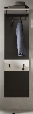 Garderobenpaneel Cooper in Basalt Grau und Wei�, Wandgarderobe 45 x 165 cm