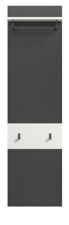 Garderobenpaneel Cooper in Basalt Grau und Wei�, Wandgarderobe 45 x 165 cm