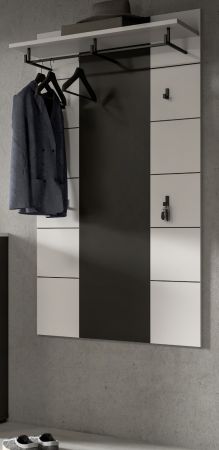 Garderobenpaneel Cooper in Wei� und Basalt Grau, Wandgarderobe 80 x 141 cm