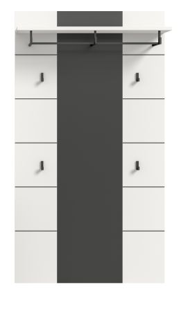 Garderobenpaneel Cooper in Wei� und Basalt Grau, Wandgarderobe 80 x 141 cm