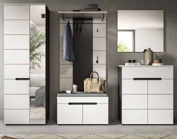 Garderobe Set 5-teilig Cooper in Wei� und Basalt Grau, Komplett-Set 255 cm mit Soft-Close