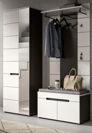 Garderobe Set 3-teilig Cooper in Wei� und Basalt Grau 160 cm, Soft-Close