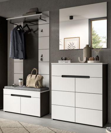 Garderobe Set 4-teilig Cooper in Wei� und Basalt Grau 175 cm, Soft-Close