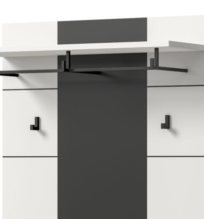 Garderobe Set 4-teilig Cooper in Wei� und Basalt Grau 175 cm, Soft-Close