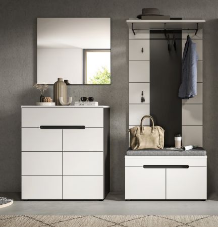 Garderobe Set 4-teilig Cooper in Wei� und Basalt Grau 175 cm, Soft-Close