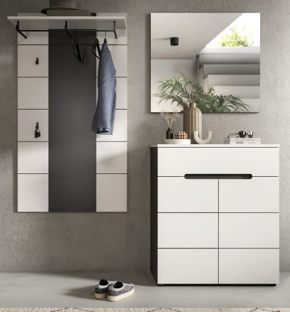 Garderobe Set 3-teilig Cooper in wei� und grau 175 cm, Soft-Close