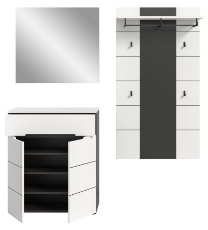 Garderobe Set 3-teilig Cooper in wei� und grau 175 cm, Soft-Close