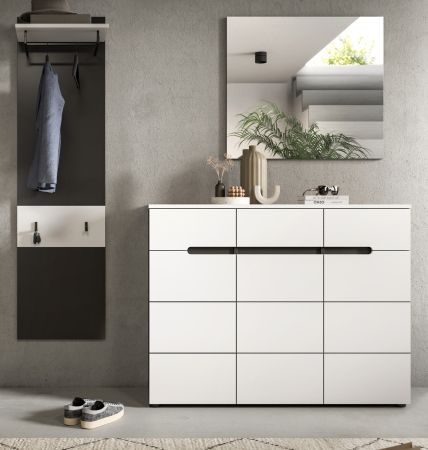 Garderobe Set 3-teilig Cooper in wei� und grau 180 cm, Soft-Close