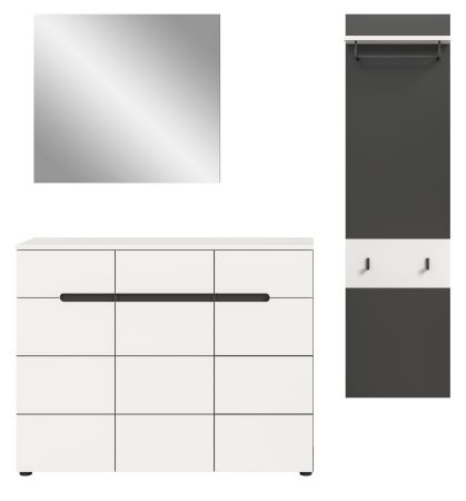 Garderobe Set 3-teilig Cooper in wei� und grau 180 cm, Soft-Close