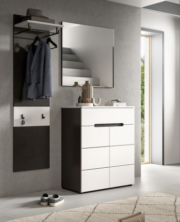 Garderobe Set 3-teilig Cooper in wei� und grau 140 cm, Soft-Close