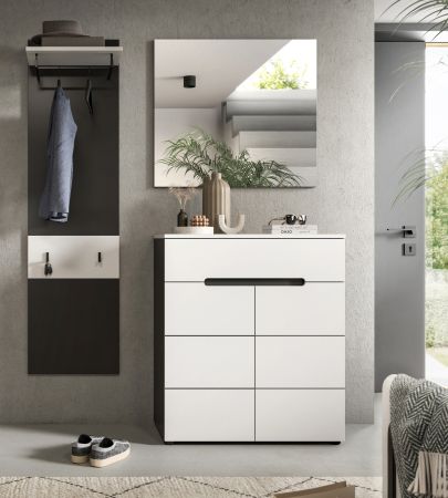 Garderobe Set 3-teilig Cooper in wei� und grau 140 cm, Soft-Close