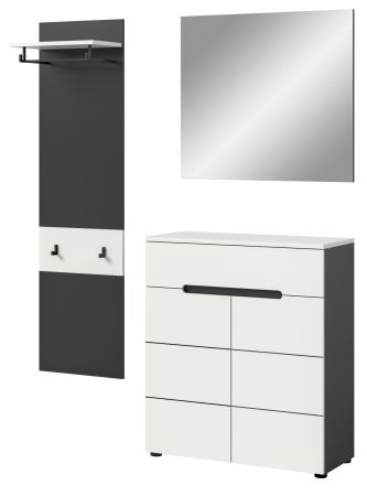 Garderobe Set 3-teilig Cooper in wei� und grau 140 cm, Soft-Close