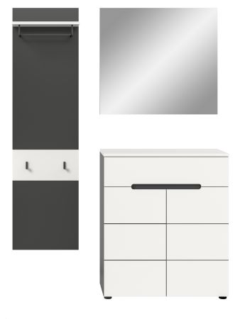 Garderobe Set 3-teilig Cooper in wei� und grau 140 cm, Soft-Close