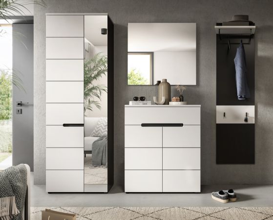 Garderobe Set 4-teilig Cooper in wei� und grau 220 cm, Soft-Close