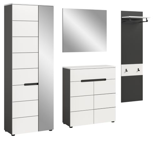 Garderobe Set 4-teilig Cooper in wei� und grau 220 cm, Soft-Close