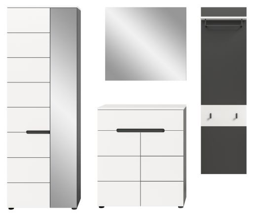 Garderobe Set 4-teilig Cooper in wei� und grau 220 cm, Soft-Close