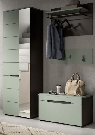 Garderobenschrank Cooper in Salbei gr�n und Basalt grau 65 x 190 cm variable Inneneinteilung, Soft-Close