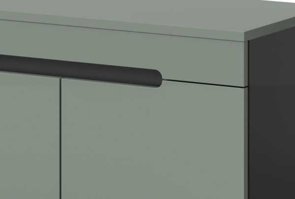 Garderobe Sitzbank Cooper in Salbei und Basalt Grau Garderobenbank 80 cm, Soft-Close