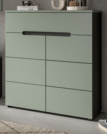 Schuhkommode Cooper in Salbei und Basalt Grau Flurkommode 80 x 94 cm, Soft-Close