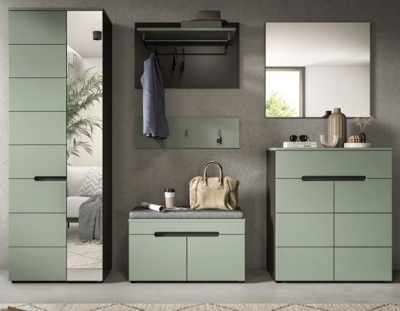 Garderobe Set 6-teilig Cooper in Salbei Gr�n und Basalt Grau, Komplett-Set mit Soft-Close