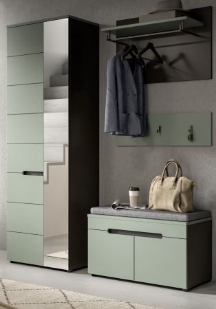 Garderobe Set 4-teilig Cooper in Salbei Gr�n und Basalt Grau 160 cm, Soft-Close