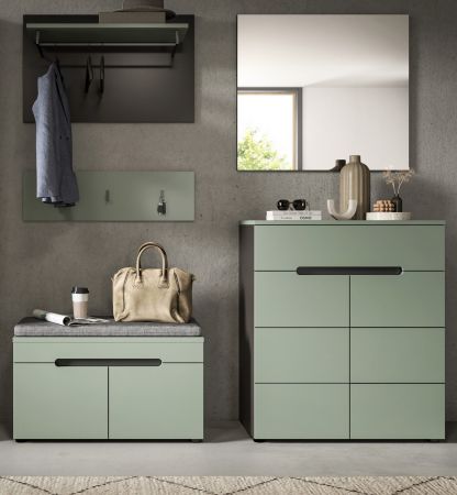 Garderobe Set 5-teilig Cooper in Salbei Gr�n und Basalt Grau 175 cm, Soft-Close