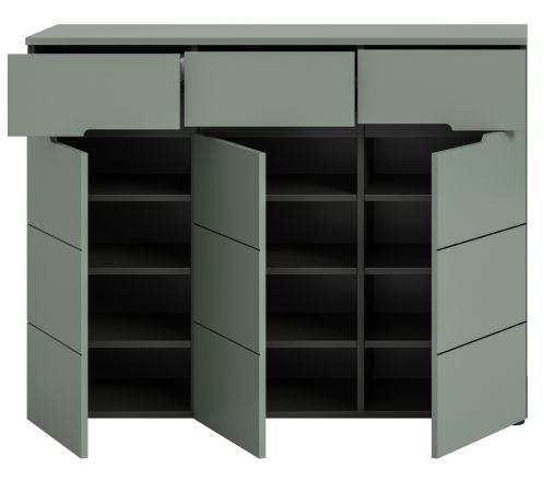 Schuhkommode Cooper in Salbei und Basalt Grau Flurkommode 120 x 94 cm, Soft-Close