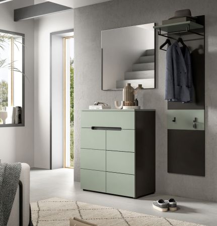 Garderobenpaneel Cooper in Grau und Salbei Wandgarderobe 45 x 165 cm