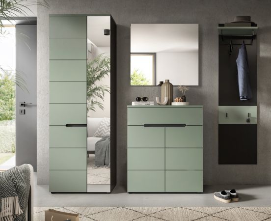 Garderobenpaneel Cooper in Grau und Salbei Wandgarderobe 45 x 165 cm