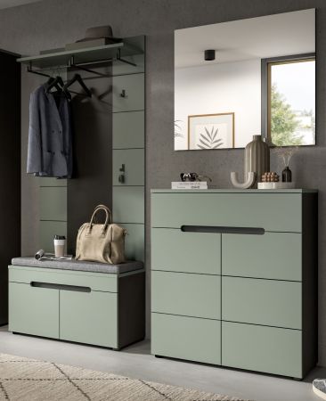 Garderobe Set 4-teilig Cooper in Salbei und Grau 175 cm, Soft-Close