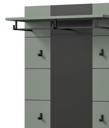 Garderobe Set 3-teilig Cooper in Salbei und Grau 215 cm, Soft-Close