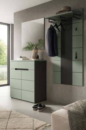 Garderobe Set 3-teilig Cooper in Salbei und Grau 175 cm, Soft-Close
