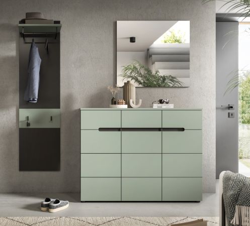 Garderobe Set 3-teilig Cooper in salbei und grau 180 cm, Soft-Close