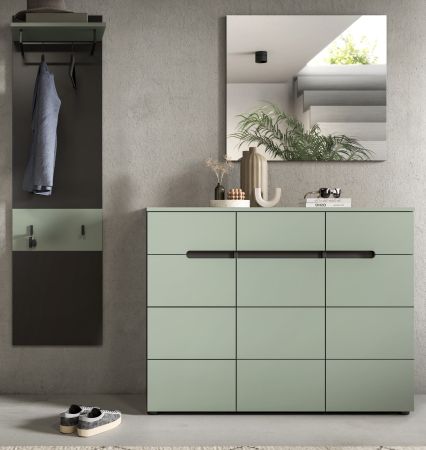 Garderobe Set 3-teilig Cooper in salbei und grau 180 cm, Soft-Close