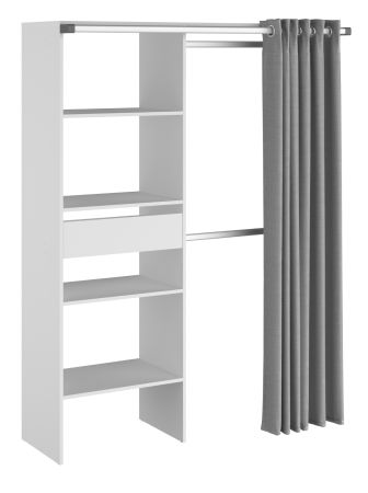 Parisot Kleiderschrank Bari1 in wei� und grau Mehrzweckschrank mit Vorhang 143 x 182 cm