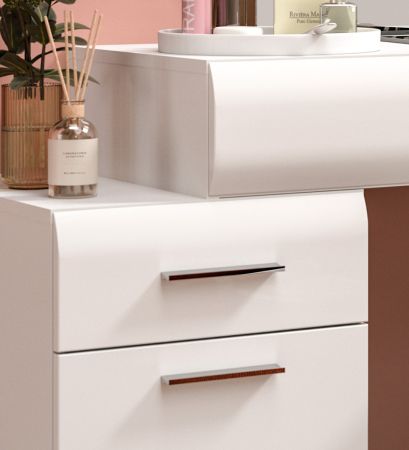 Schminktisch Freeze in wei� Hochglanz Kosmetiktisch mit Spiegel 120 x 138 cm