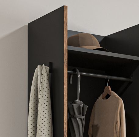 Garderobe Salud in grau und Nox Eiche Kompaktgarderobe 42 x 189 cm