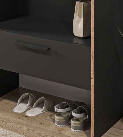Garderobe Salud in grau und Nox Eiche Kompaktgarderobe 70 x 189 cm