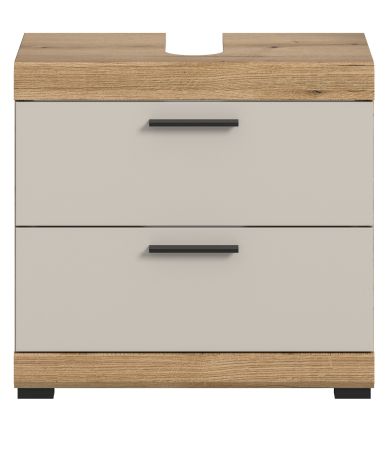 Waschbeckenunterschrank Shawn in Sand Kashmir und Evoke Eiche Badezimmer Unterschrank 60 cm