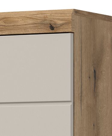 Badezimmer Hochschrank Shawn in Sand Kashmir und Evoke Eiche Badschrank 37 x 191 cm